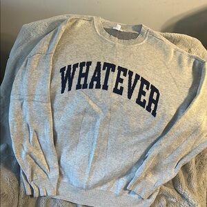 Gray Sweater with Navy Lettering